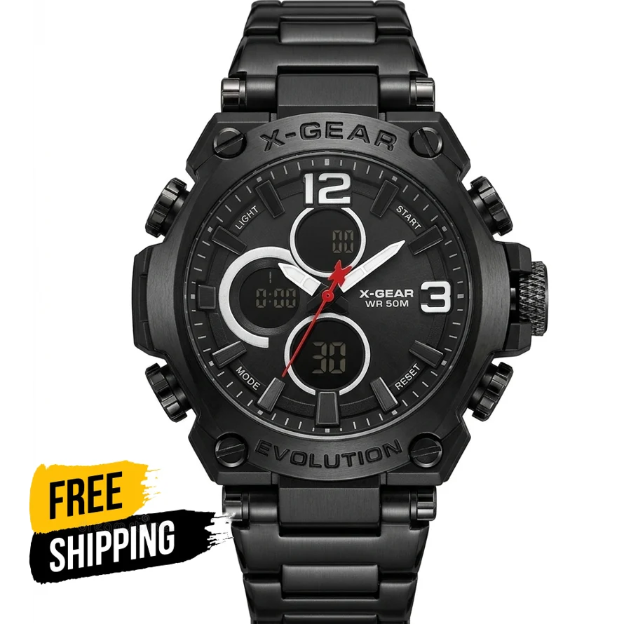 X Gear Waterproof World Time Dual Watch For men